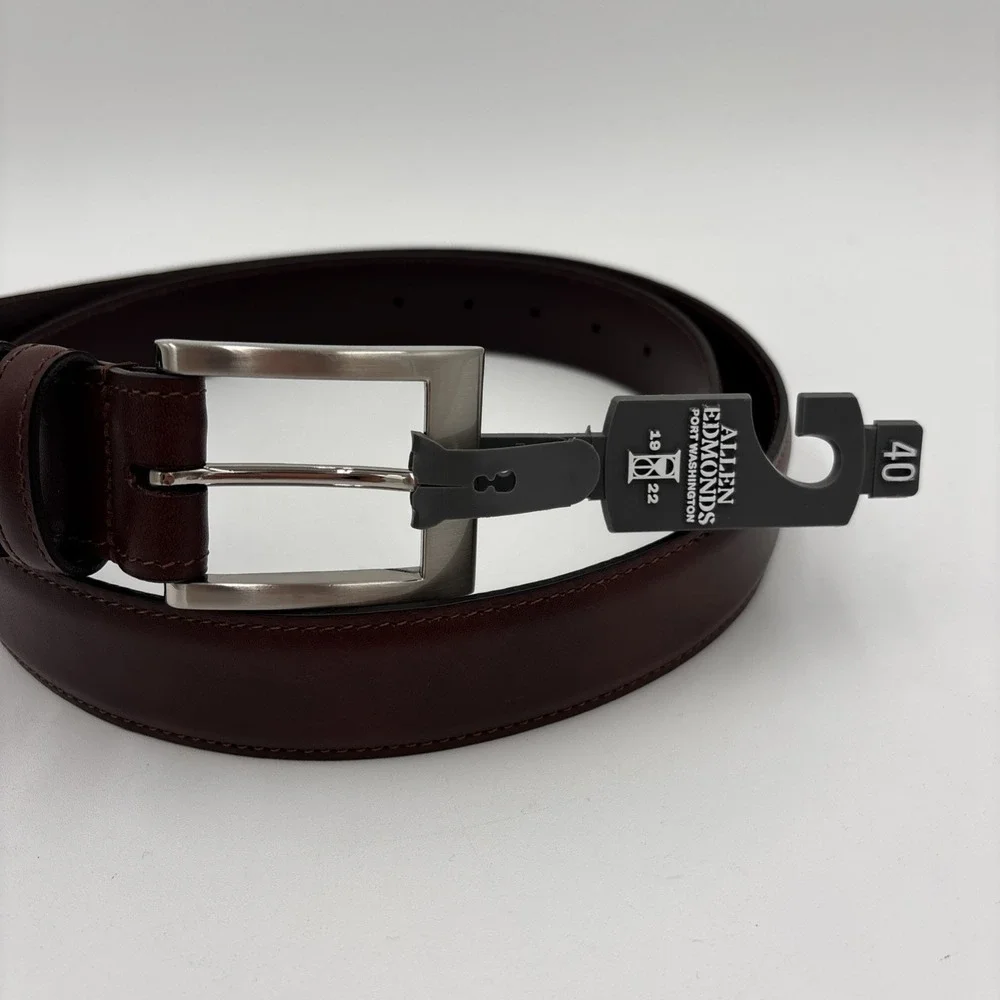 Allen Edmonds Wide Basic Leather Belt Chili Brown Italian Calfskin Mens Sz 40